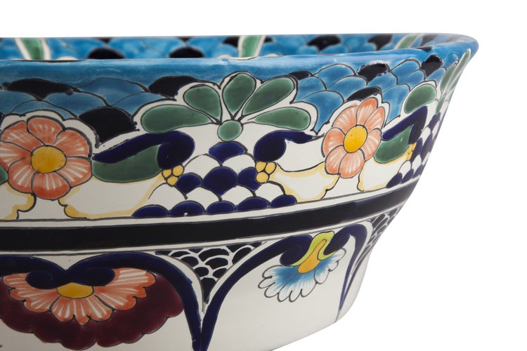 Keramik Waschbecken mit Blumenmuster