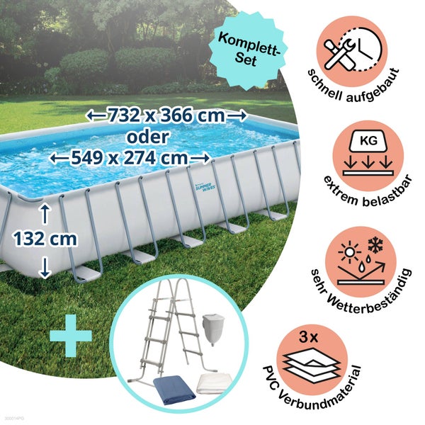 Komplettset Aufstellpool mit Poolleiter und Filterpumpe, Größenangaben