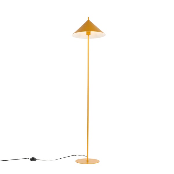 QAZQA - Design Design-Stehleuchte I Stehlampe I Standleuchte I Lampe I Leuchte gelb - Triangolo I Wohnzimmer I Schlafzimmer - Stahl Rund - LED geeignet E27