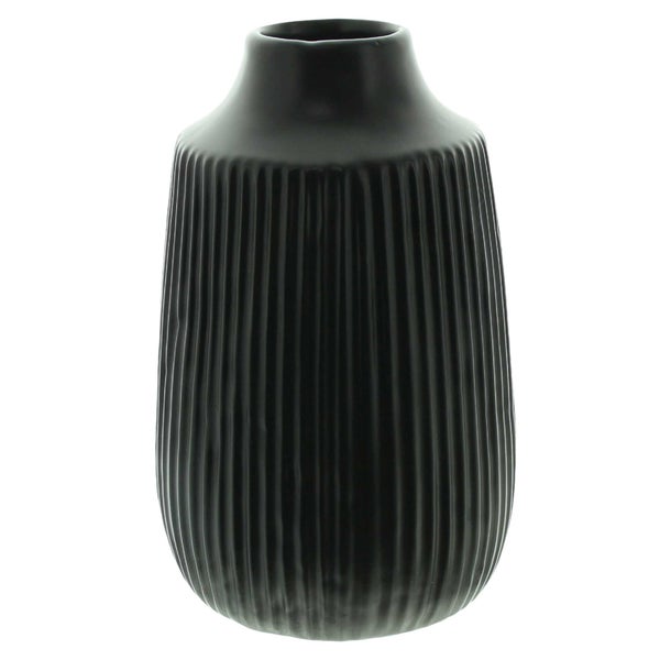 FRANK FLECHTWAREN | Dekovase Black, PORZELLAN, 13,5 x 13,5 x 22 cm