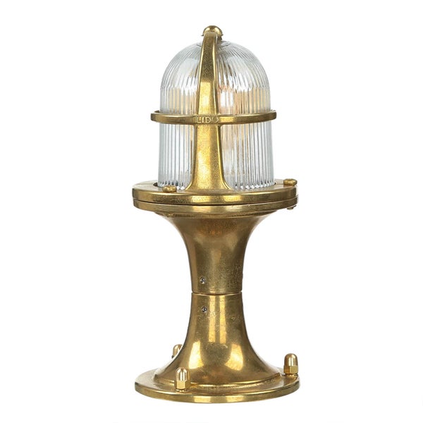 Tischleuchte aus Messing mit geriffeltem Glas