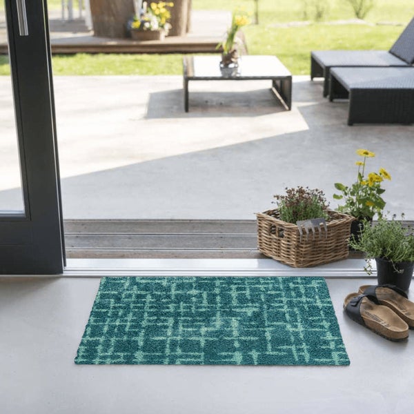 Akzente Feel Badematte mit Motiv in Aqua Blau Fußmatte 50 x 70 cm, rutschfest, saugfähig