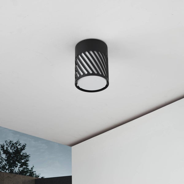 Lindby Deckenlampe Lurinda (spritzwassergeschützt (Modern) in Schwarz aus Aluminium (1 flammig, E27) - Aufbau-Deckenleuchte Deckenleuchte Lampe