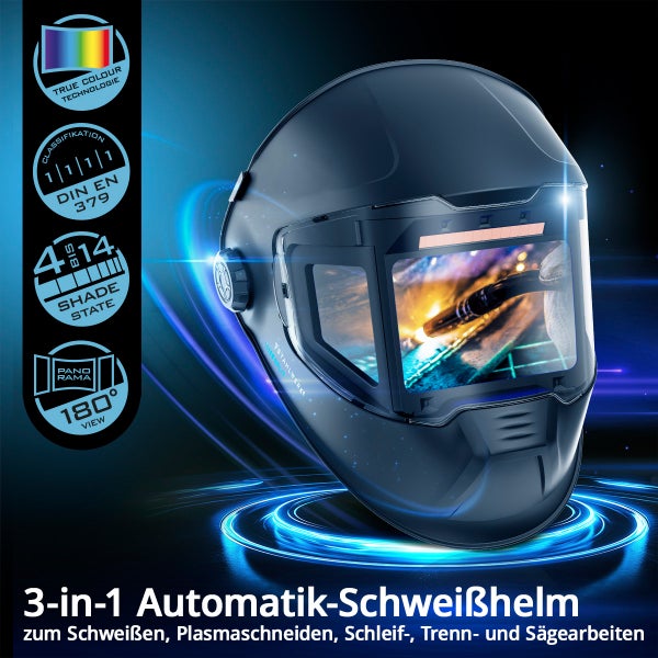 Automatik Schweißhelm für Schweißen, Plasmaschneiden, Schleif-, Trenn- und Sägearbeiten