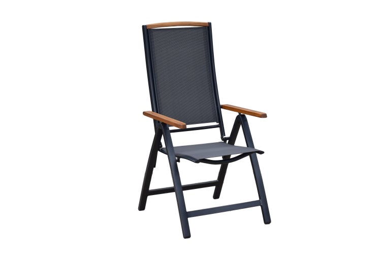 Siena Gartenmöbelset 5tlg., Klappsessel, Tisch 150 x 90 cm, graphit/grau