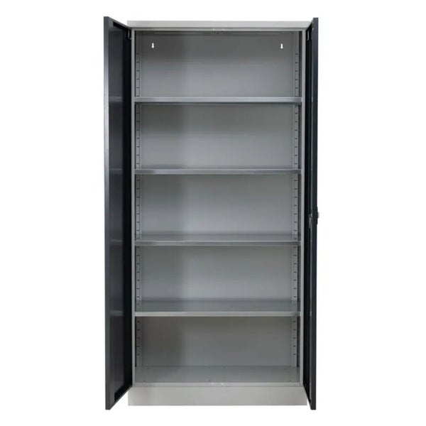 PROREGAL Stahlschrank Bee 6 Fachböden HxBxT 195 x 92 x 50 cm Verzinktes & Verstärktes Fachbodenmaterial Grau & Anthrazit