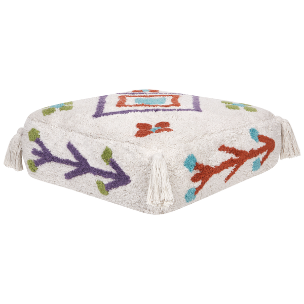 Pouf Stickerei DIPLO Baumwolle Weiß 55 cm 55 cm 20 cm
