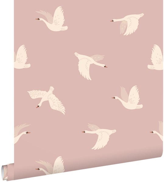 Tapetenrolle mit Schwanenmuster für die Wandgestaltung