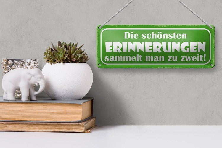 Blechschild Spruch 27x10cm Erinnerungen sammeln zu zweit Dekoration