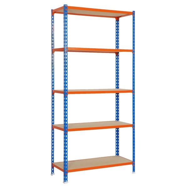 PROREGAL Schwerlastregal Big Muli HxBxT 200 x 110 x 40 cm 5 Fachböden Fachlast 200 kg Blau-Orange