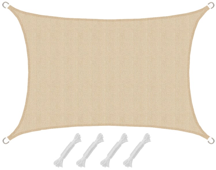 AMANKA UV Sonnensegel - 3x2 m HDPE Rechteckig - Sonnenschutz Plane Überdachung Garten Balkon Beige