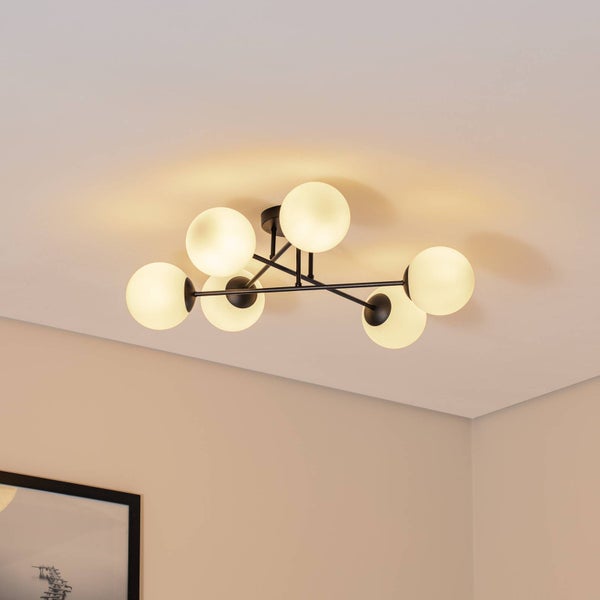 Deckenleuchte mit sechs Leuchten in Kugelform