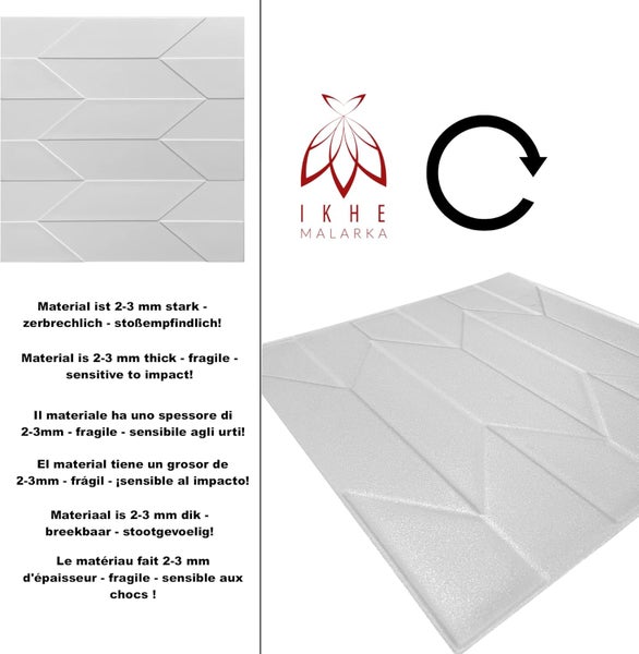 Paneelen aus reines Polystyrol XPS Styropor Deckenpaneelen Wandpaneelen 3mm dick - 50x50cm 0,25m² 0849