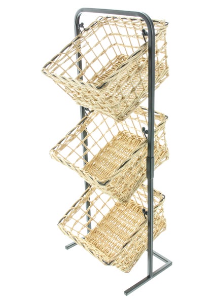FRANK FLECHTWAREN | Korb-Etagere Trio, WEIDE, METALL, 25 x 22 x 63 cm
