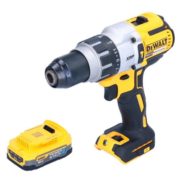 DeWalt Akku-Bohrschrauber 18 Volt mit bürstenlosem Motor und separat abgebildetem Akku.