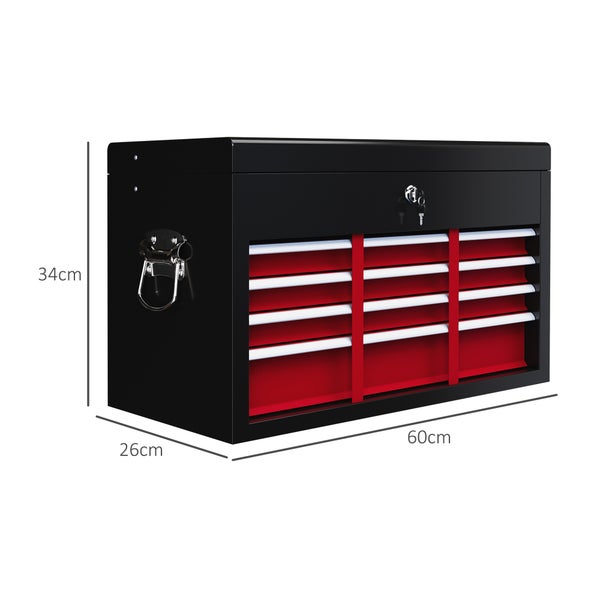 HOMCOM, Werkzeugkasten, Werkzeugkoffer, 60L x 26B x 34H cm, Stahl, Rot