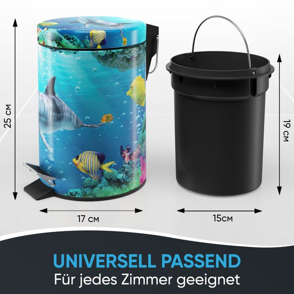 Sanilo Kosmetikeimer 3L mit Absenkautomatik Delphin Korallen