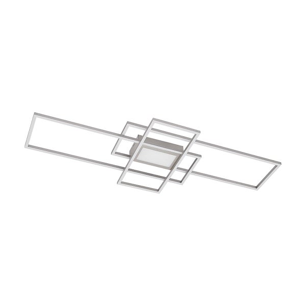 LED-Deckenleuchte mit drei ineinandergreifenden rechteckigen Rahmen aus Metall.