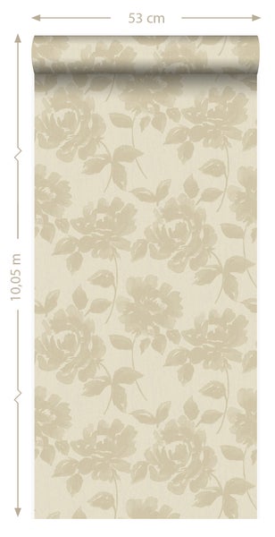 Tapetenrolle mit Rosenmuster, 53 cm breit und 10,05 m lang