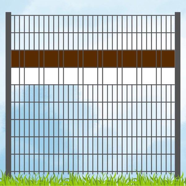 Doppelstabmattenzaun mit Sichtschutzstreifen