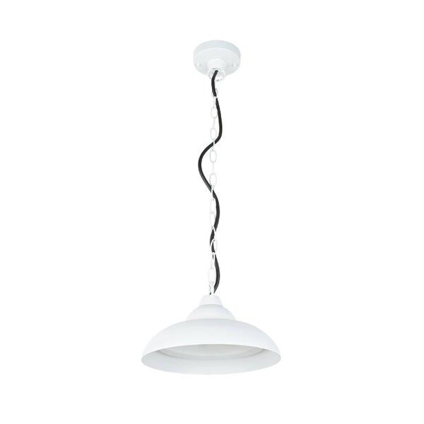 Weiße Hängelampe mit Kettenaufhängung