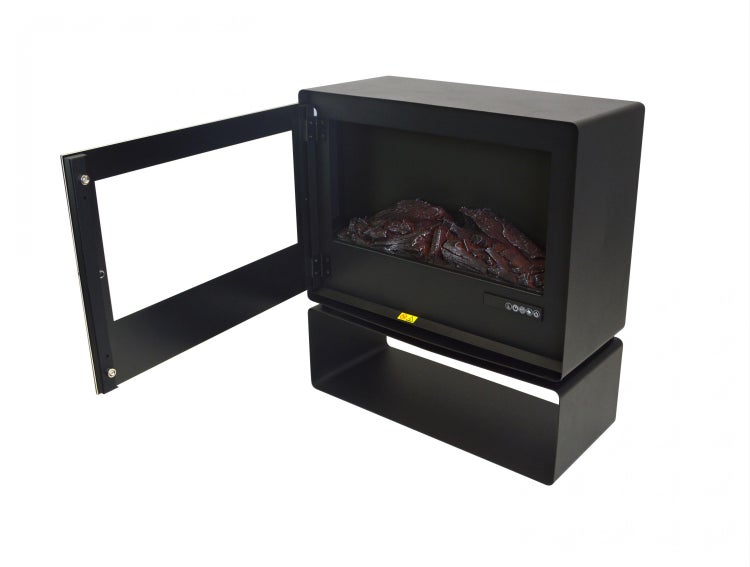 Dekorativer Elektrokamin mit Holzscheitfach