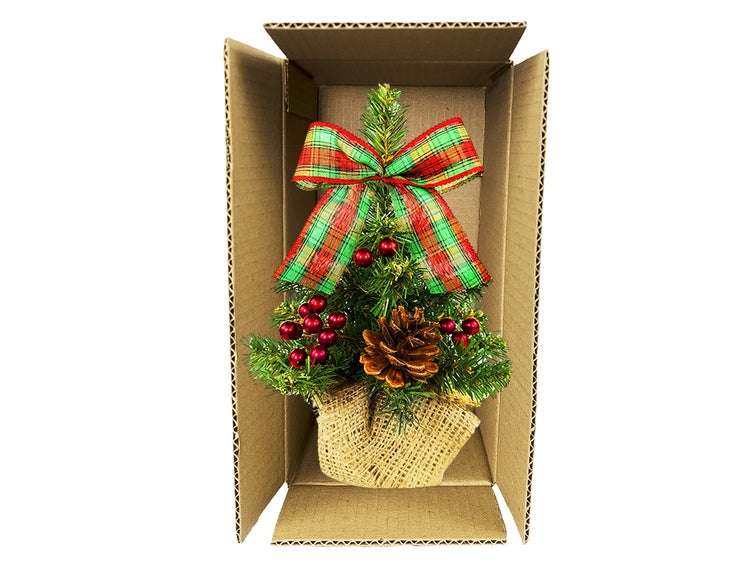 LAALU Geschmückter künstlicher Weihnachtsbaum mit 27 Ornamenten TINY 8 im Topf 25 cm