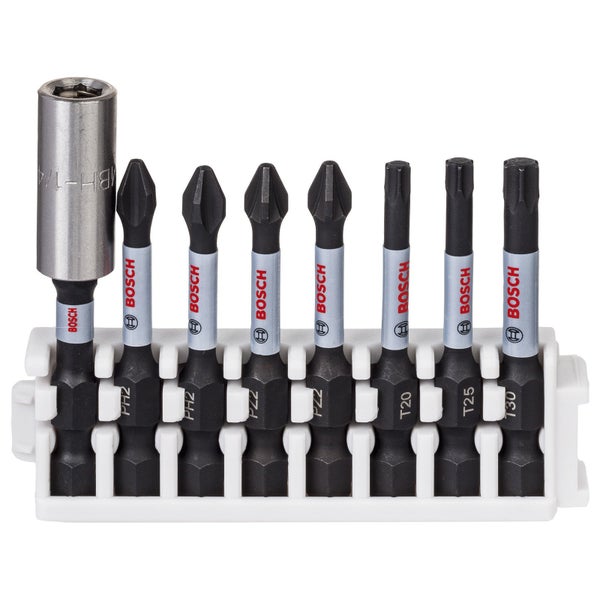 Bosch PRO Impact Set mit Standard-Bithalter und Pick and Click-Einsätzen PH2(x2); PZ2(x2); T20; T25; T30; BH 55 mm 8-tlg. - 2608522326