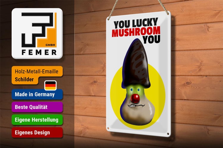 Blechschild Spruch 20x30cm You lucky mushroom you