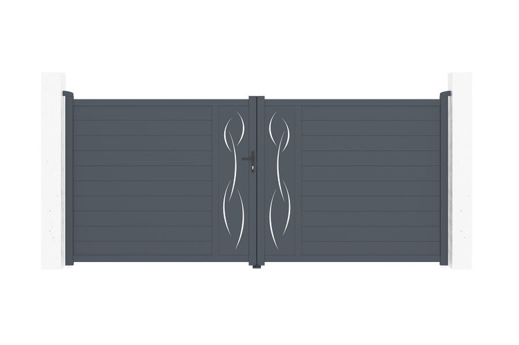 LIFE 400B180 Flügeltor-Paket + 2 EIFEL-Pfosten H.190cm Grau