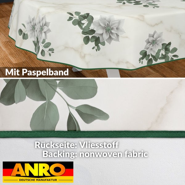Tischdecke mit Blumenmuster und Paspelband