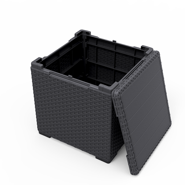 Offene Aufbewahrungsbox im Rattan-Stil mit Deckel
