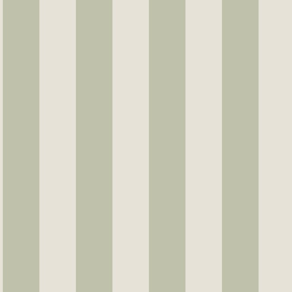 Tapete mit vertikalem Streifenmuster in Beige und Grün.
