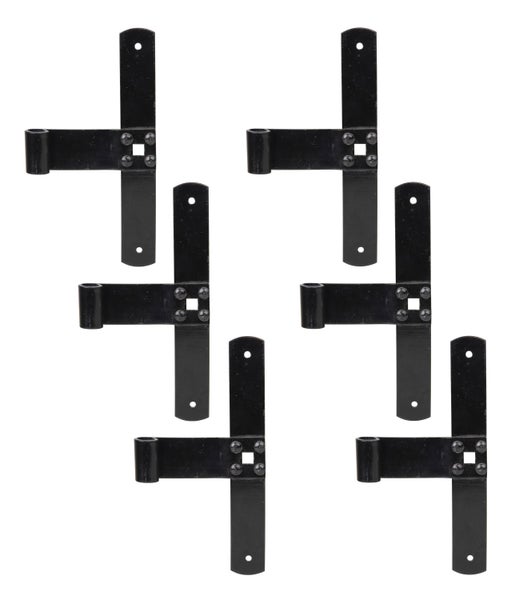 Set von sechs schwarzen Torbändern für Tore und Türen aus Metall