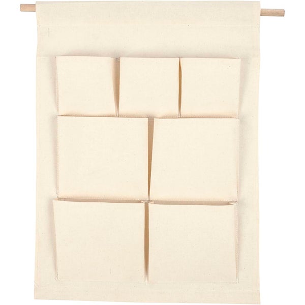 Creativ Company  Organizer-Taschen zum Aufhängen, H 46 cm, B 34 cm, Hellnatur, 1 Stk
