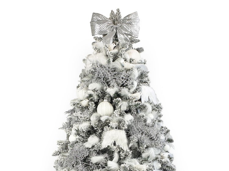 Geschmückter künstlicher weihnachtsbaum mit 90 Stk Kugeln SCHNEEKÖNIGIN  150 cm mit Metallständer