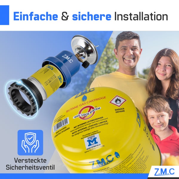 Z.M.C 8X Butan Gaskartuschen 190g Typ C200 EN417, Butan Gas Kartuschen mit Sicherheitsventil, Stechkartusche Gaskartusche ideal für Gasbrenner, Campingkocher, Abflämmgerät, Lötbrenner, Gaskocher