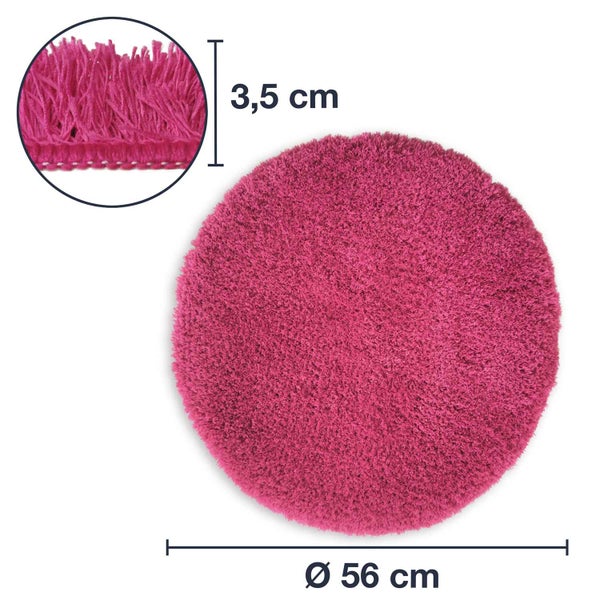1 St. Hochflor Badematten MALMÖ Pink Ø 56 cm