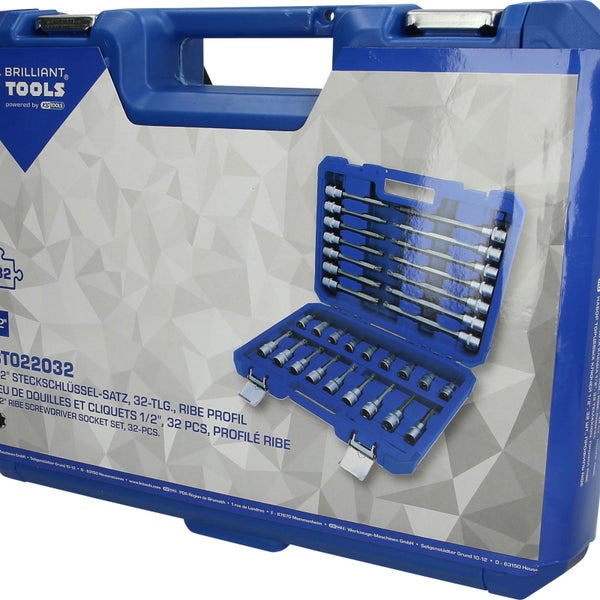 BRILLIANT TOOLS 1/2 Bit-Stecknuss-Satz 32tlg. RIBE Profil - BT022032