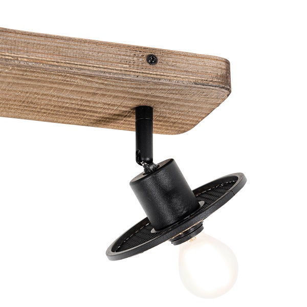 Deckenleuchte mit Holz und schwarzem Lampenschirm