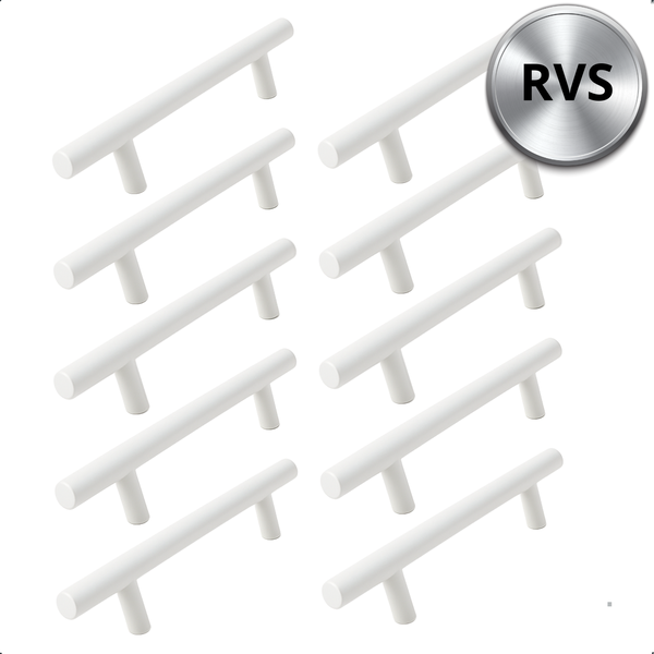 Möbelgriff Stangengriff Denver lochabstand 128 mm Edelstahl Weiß Set 10