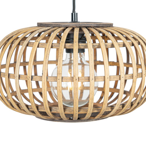 Hängelampe mit Schirm aus Bambus
