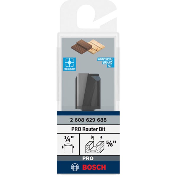 Bosch Pro Nutfräser mit einem Viertel Zoll Schaft und einer Fräsbreite von fünf Achtel Zoll in Verpackung