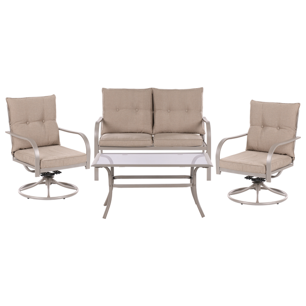 Lounge Set mit Tisch 4-Sitzer MESTRINO Metall Beige