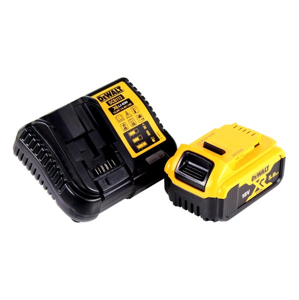 DeWalt Ladegerät DCB113 und 18 Volt XR Lithium-Ionen Akku mit 5,0 Amperestunden.