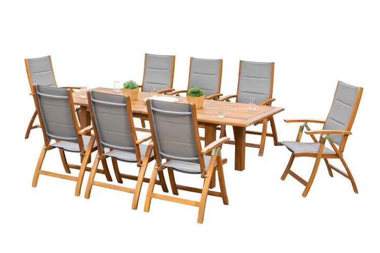 Gartenmöbelset mit Tisch und acht Stühlen