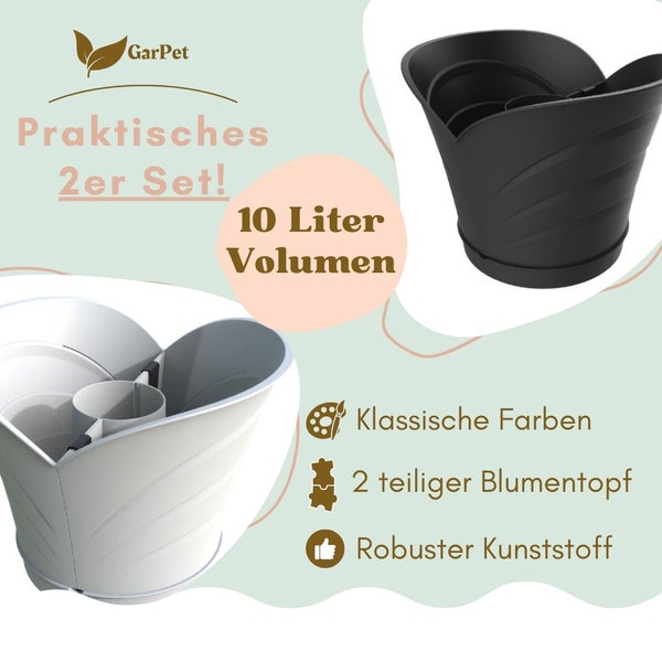 Blumentopf um Säule herum für Pfosten Fallrohr Regenrohr Pflanztopf 2 SET Regenrinne Pflanzgefäß 2 SET Grau