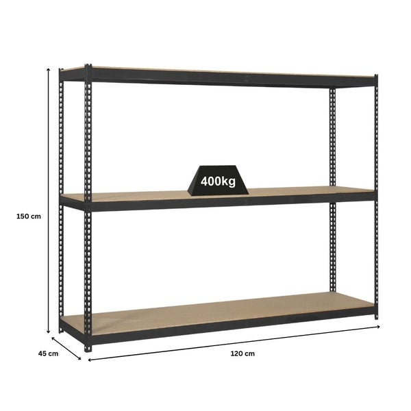 Schwerlastregal MID WOOD YETI THREE | HxBxT 150x120x45cm | Fachlast 400kg | Anthrazit