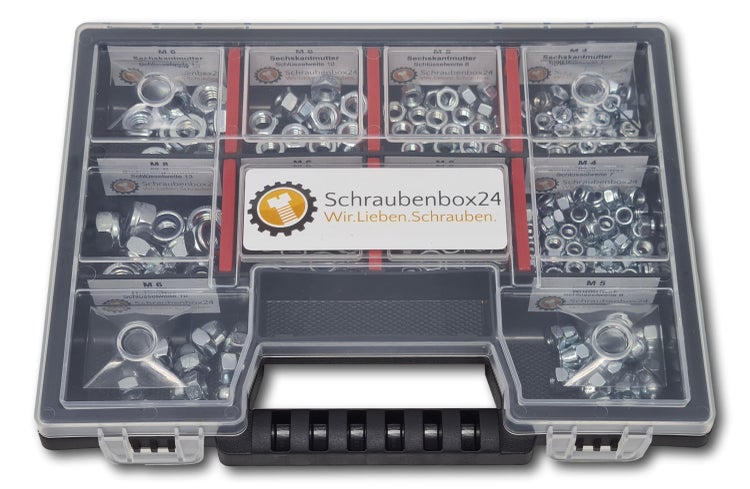 Muttern Sortiment M4-M5-M6-M8 235 tlg. Schraubenbox