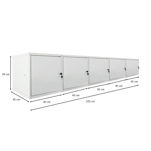 PROREGAL Mega Deal 5x Schließfachwürfel Cubic XL HxBxT 45 x 45 x 45 cm Grau